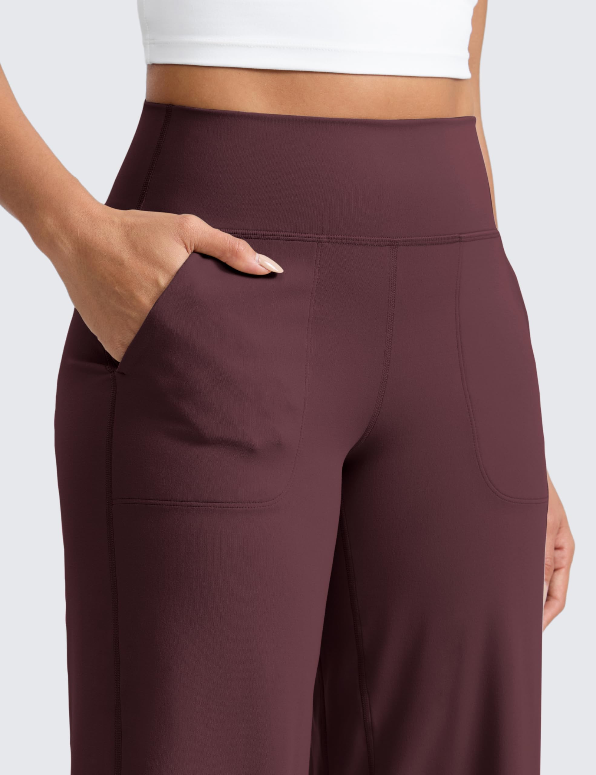 CRZ YOGA Butterlift Pantaloni a Gamba Larga 74cm Prugna Matura 42 | Burroso Morbido, Compressione Moderata, Yoga, Casual, A Vita Alta, per Donna