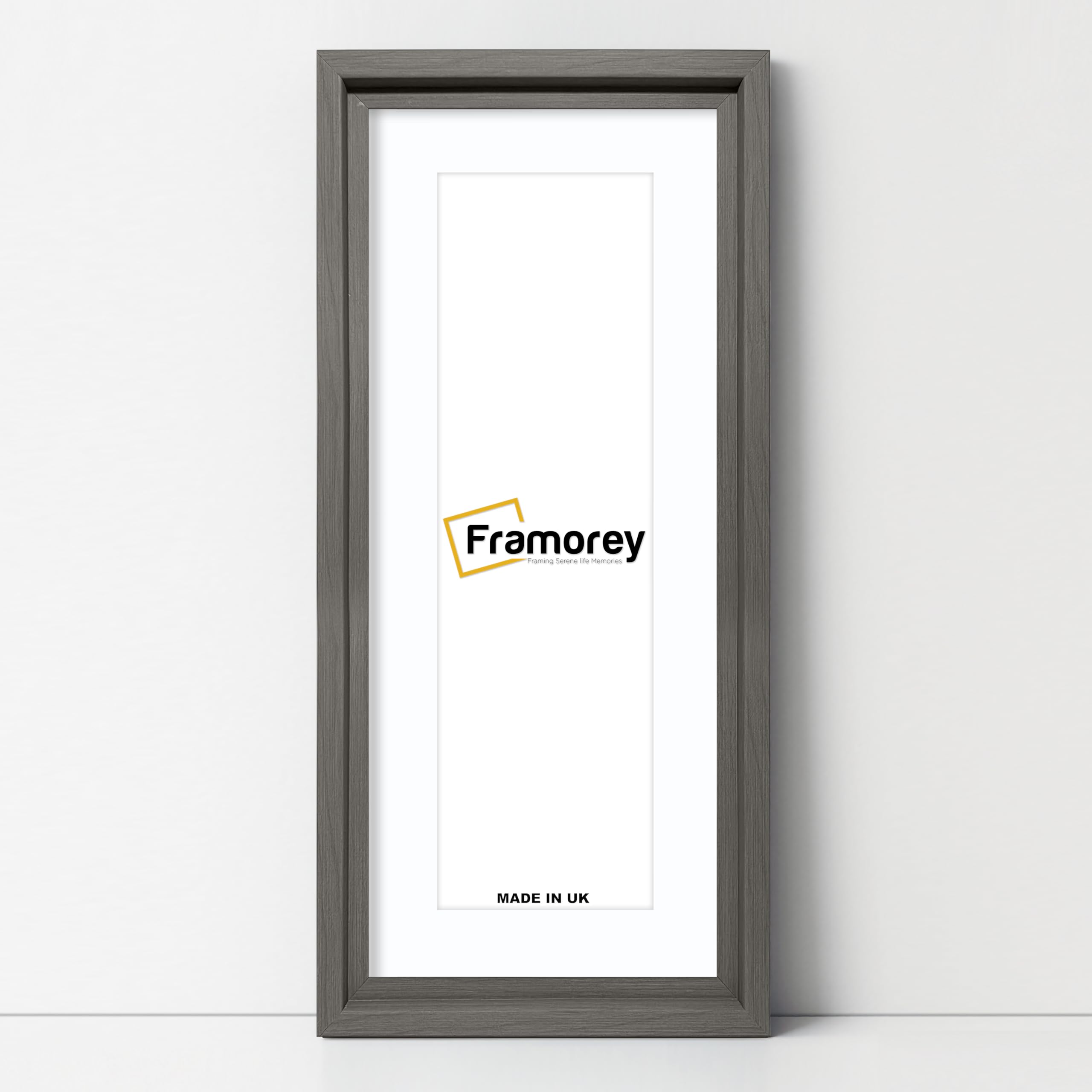 FRAMOREY Panoramic Style Picture Frame, 26x13" Size Grey Photo Frame With 22x9" Size White Mount, Oslo Style Wall Art Hanging Frames