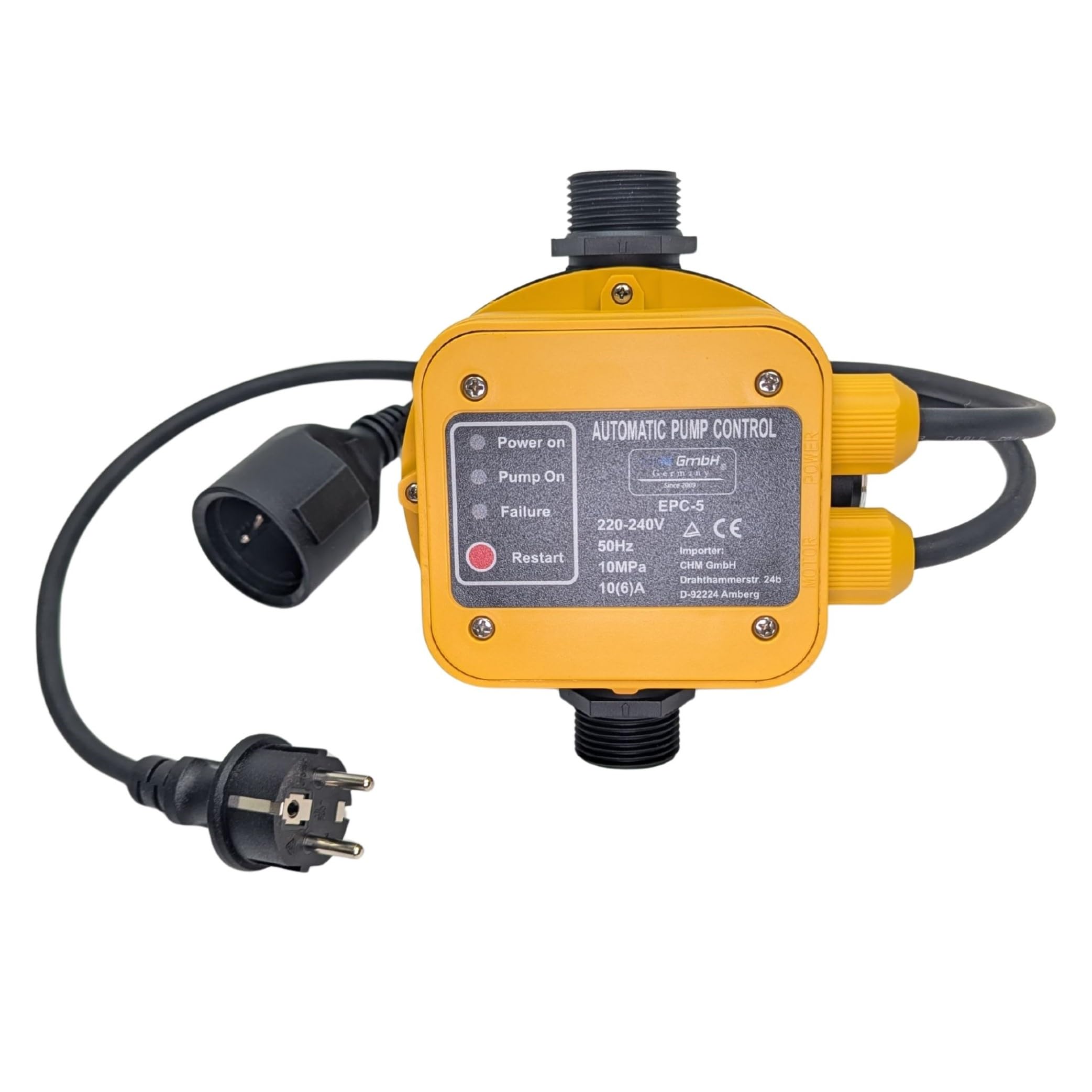 DSK-5 - Interruptor de presión automático para bomba de jardín (máx. 1,1 kW, protección en seco, control de presión, control de bomba)