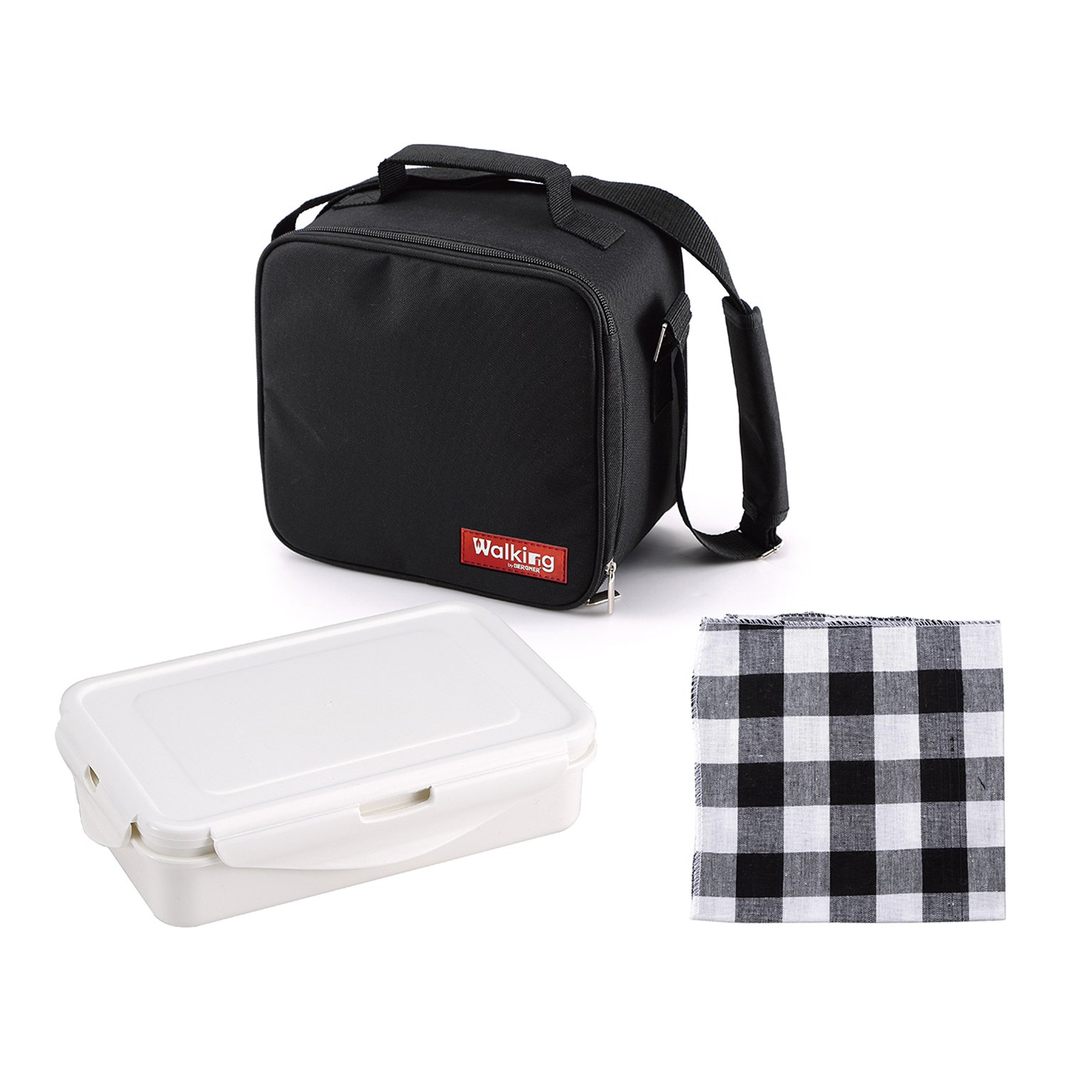 Bergner Cube Black – termos na żywność poliester czarny 23 x 22 x 13,5 cm