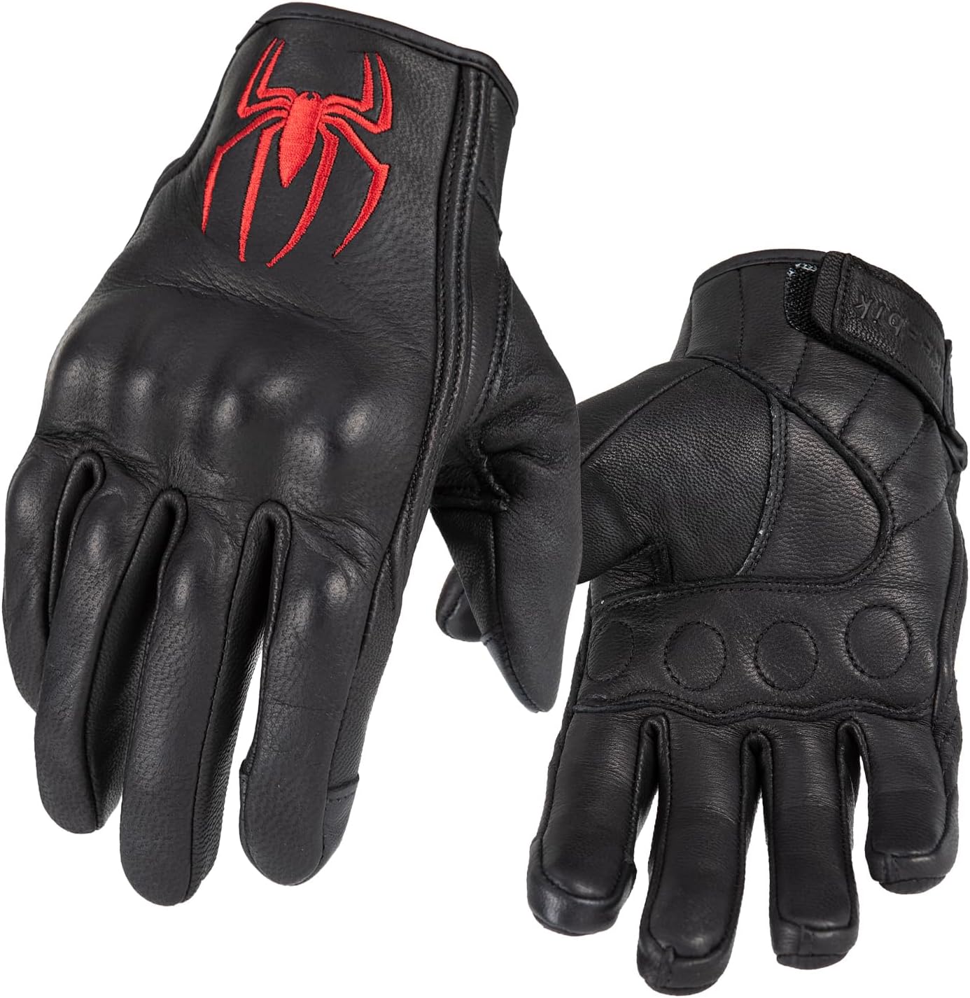 Keebik Goatskin Leather Motorcycle Motorbike Powersports Racing Gloves Reflective Skull Touchscreen for Men and Women Model
