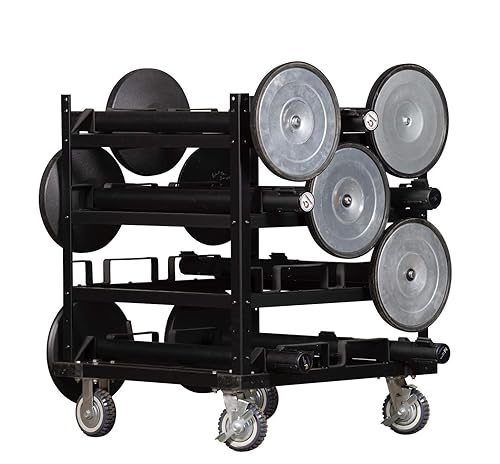 Miniatura 9 de Trafford - Carrito de poste de anclaje industrial, 24 postes, almacenamiento acolchado horizontal y ruedas de bloqueo para seguridad