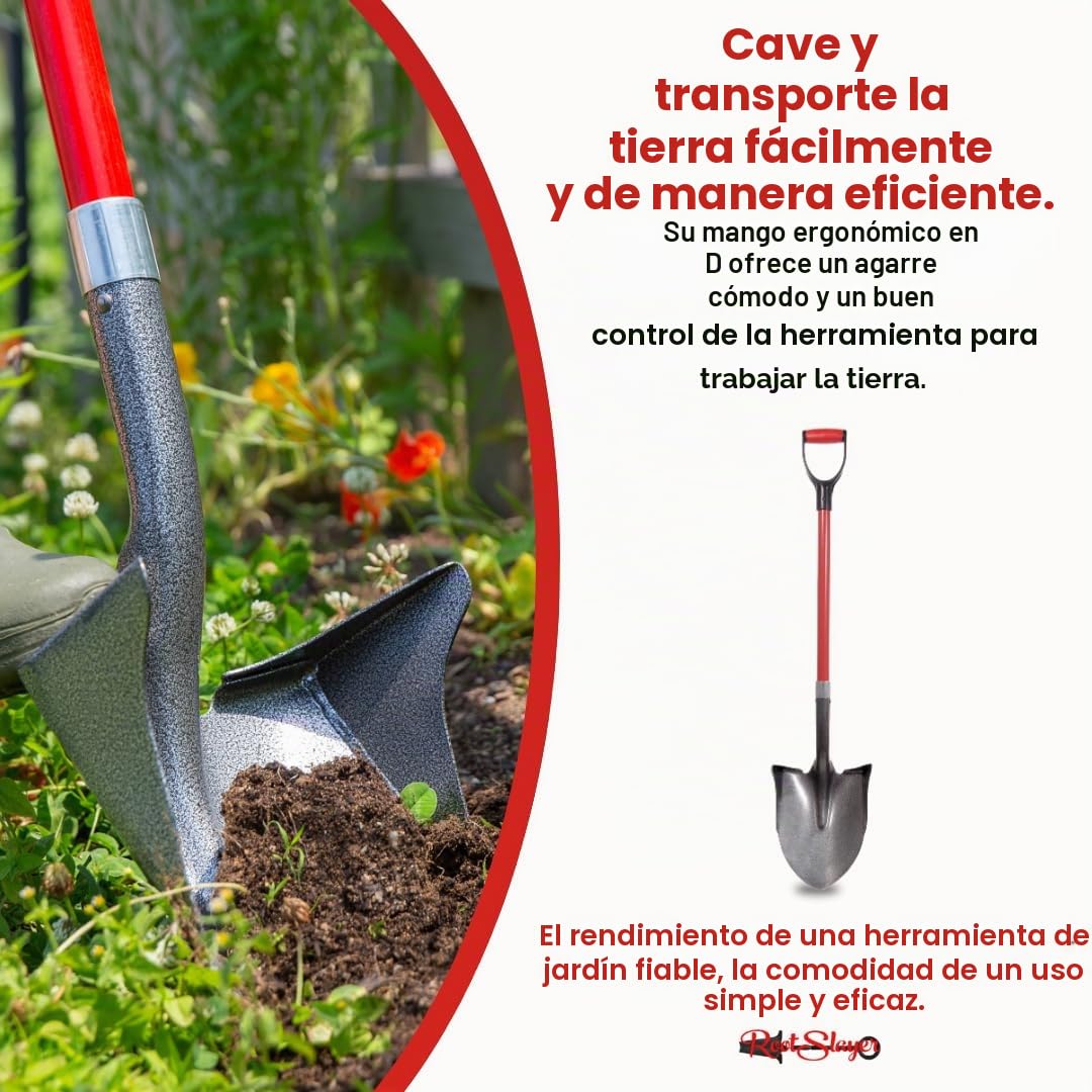 RootSlayer - Pala con Bordes (110 x 11 x 22 cm), Color Negro y Rojo