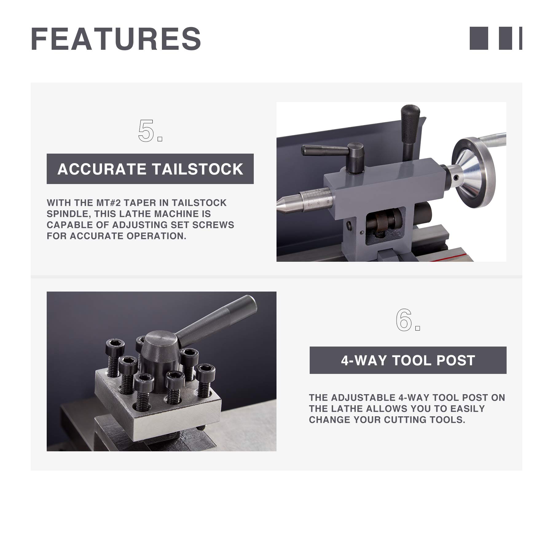 Orion Motor Tech Mini Metal Lathe Machine with 3Jaw Chuck Metal and