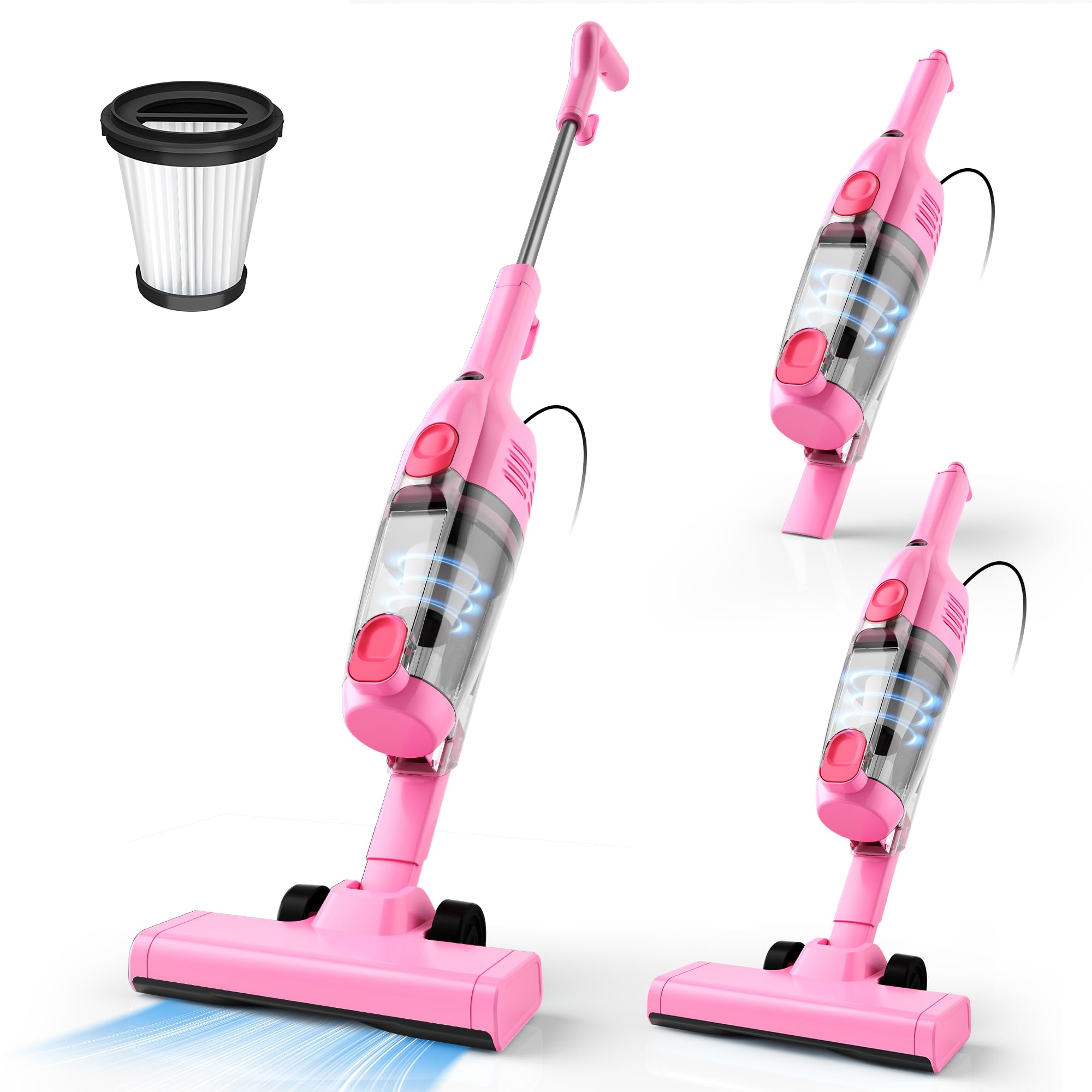 Aspirateur Balai avec Fil, Aspirateur Balai Filaire Puissant 20Kpa, Léger | 3 en 1 Aspirateur Vertical avec 5m Long Câble, Aspirateur sans Sac Portable pour Maison Tapis Sol Dur Poils d'animaux