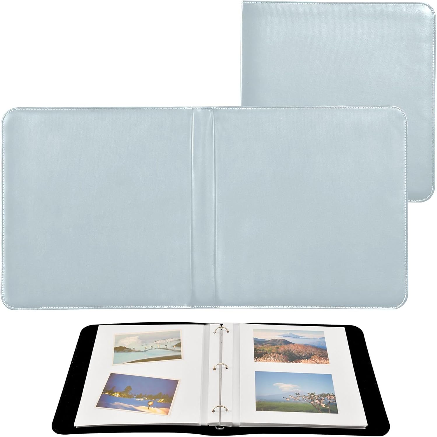Grey Blue Large Leather Cover Bookshelf Photo Albums Scrapbooking Albums for Family Wedding Star Photos & Arts Grey Blue