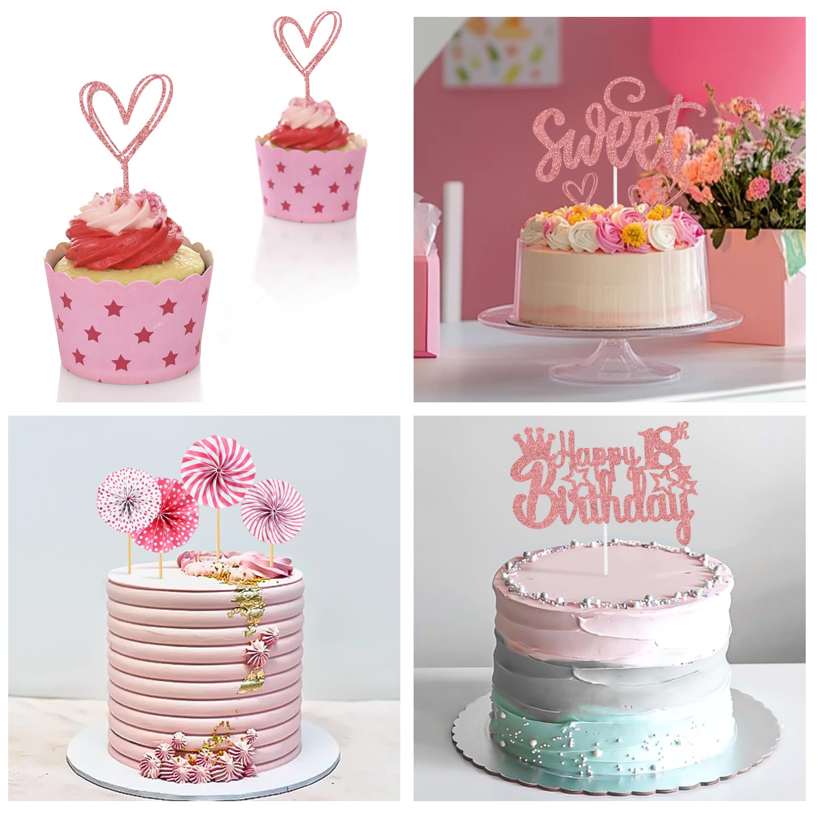 ZWWsullo Geburtstagskuchen-Dekoset Für 12. Geburtstag – Goldene Zahlen, Sterne, Sonnenblumen & Happy Birthday Topper