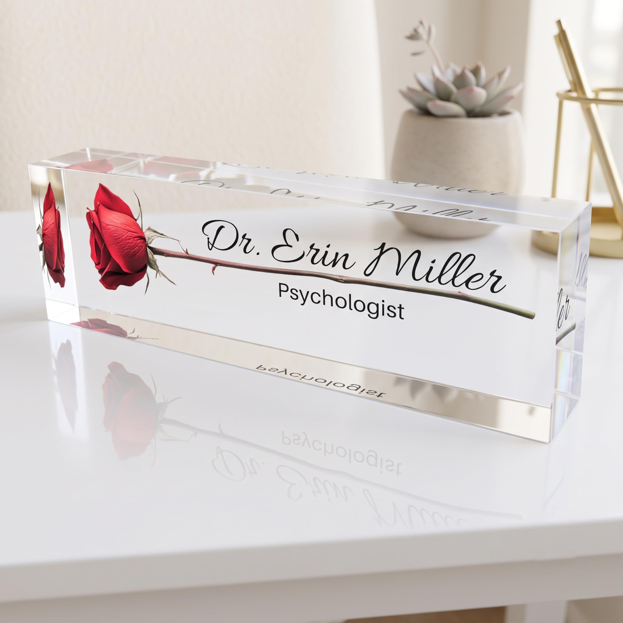 Artblox | Modern Acrylic Desk Plate, Personalized Name Title Sign