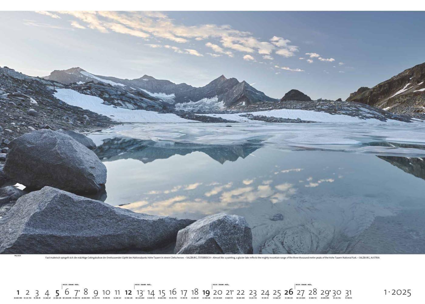 PALAZZI - Faszination Alpen 2025 Wandkalender, 70x50cm, Posterkalender mit majestätischen Alpenlandschaften, hochwertige Fotografie, Erkundung der Bergwelt