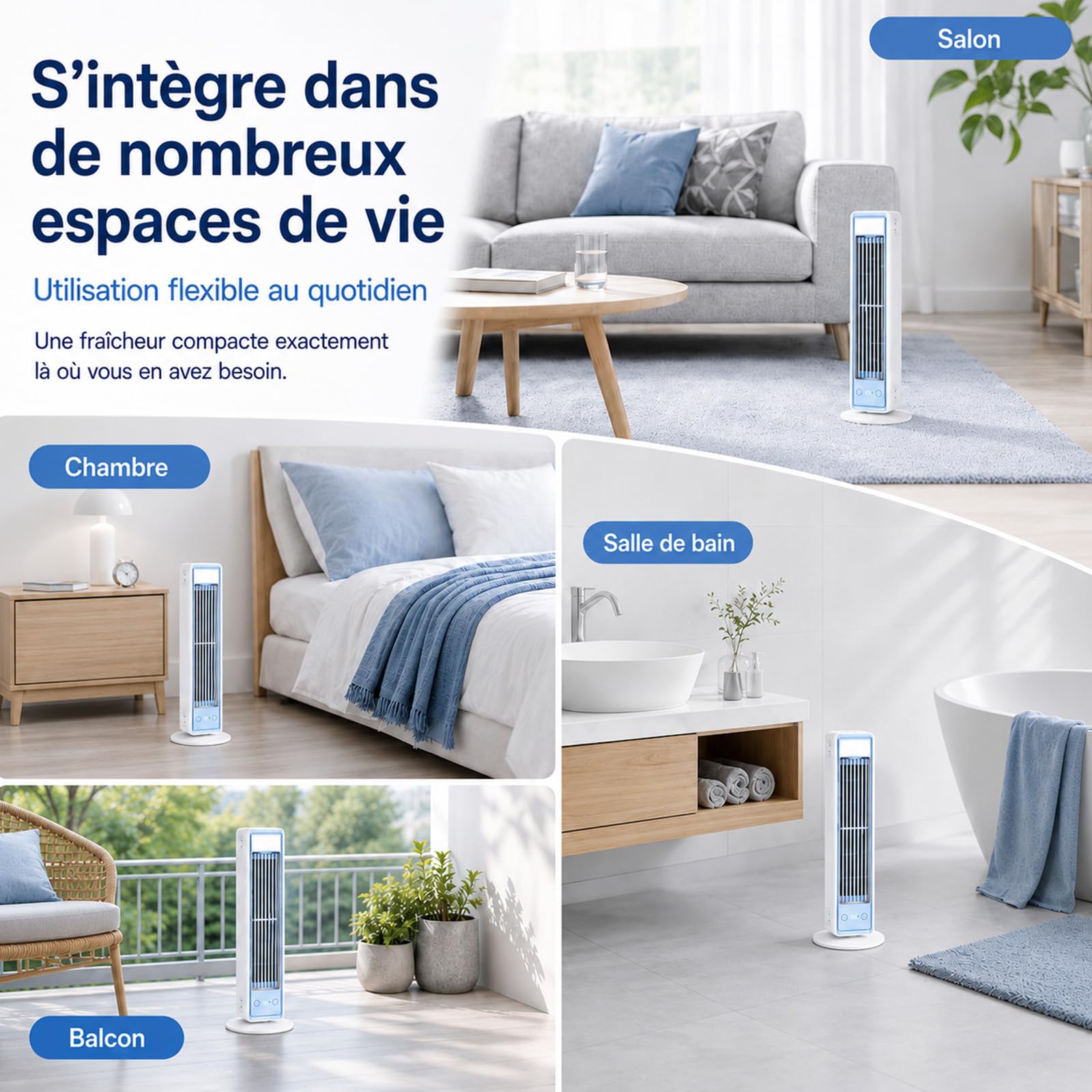 Polar Breeze Climatiseur, Mini Ventilateur Rafraîchisseur D'Air Personnel Avec Technologie CoolFlow™, Parfait pour le bureau, la chambre et la maison
