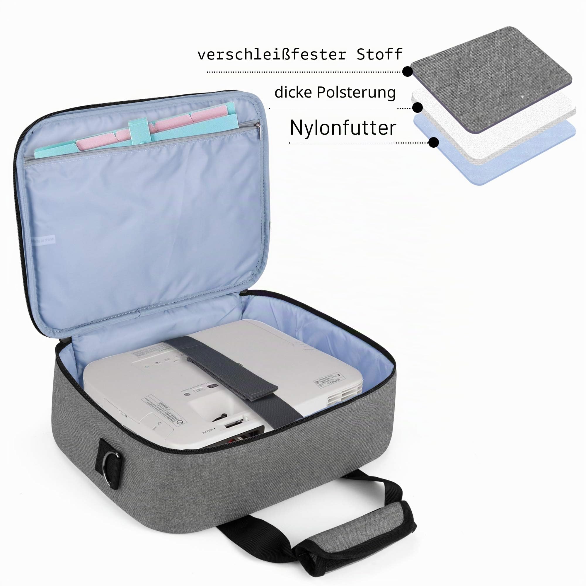 Luxja Beamertasche, Tragbar Projektor Tasche für Transport und Aufbewahrung Beamer (Kompatibel mit Epson, Acer, Optoma und andere Beamer), 34,3 cm x 25,4 cm x 10,8 cm, Grau
