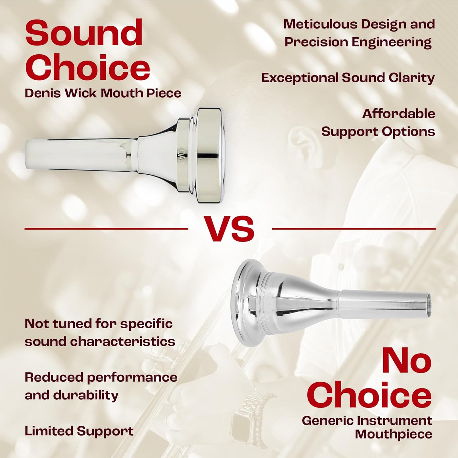 Denis Wick Classic Trombone Mouthpiece Silver Plated, 5880-4.5AL - Barrel Backbore for Balanced Airflow & Tone - Large Shank Fitting Euphonium Accessories for Easy Articulation - 26 x 6.55 x 7.24mm