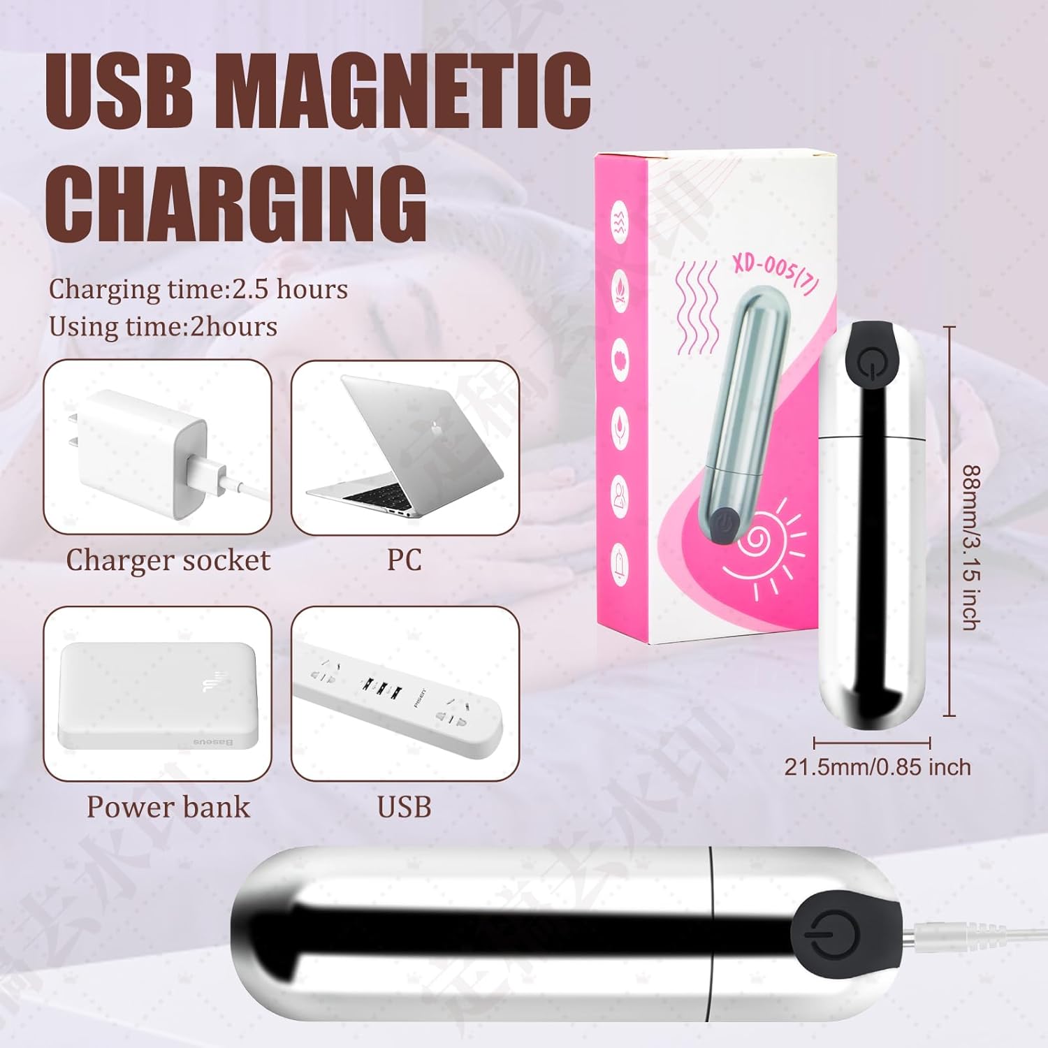 New Portable Massager, Silicone Skin Friendly for Massage Body Relaxation (Silver) - Image 4