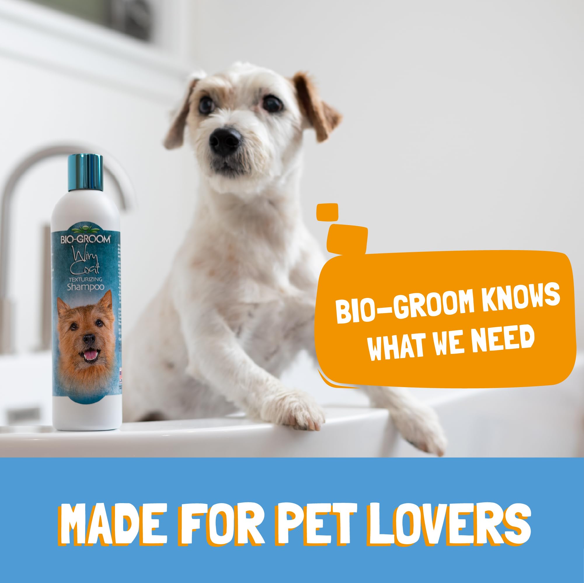 Bio-Groom - Wiry Coat - Hundeshampoo - Für Rassen mit grobem, drahtigem, trockenem Fell - Verleiht Textur und Fülle - Mit Sojaprotein - Mild und sanft - 3,8 L