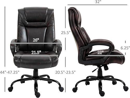 Miniatura 3 de Vinsetto Silla de oficina ejecutiva grande y alta de 400 libras con asiento ancho, silla de escritorio para computadora con respaldo alto, tapicería