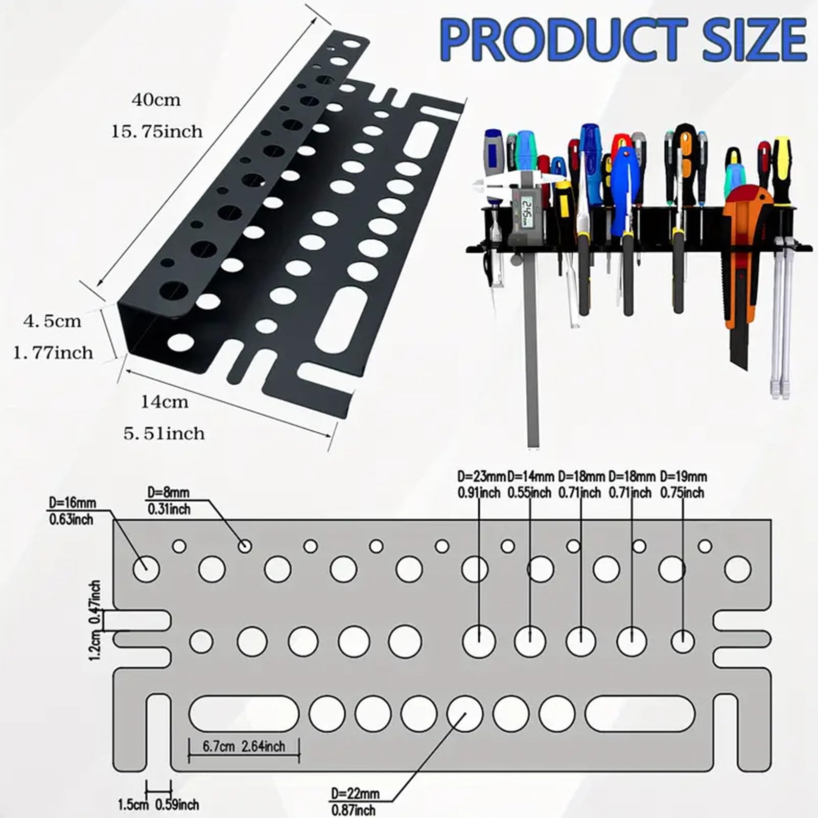 Organizer Attrezzi Manuali Pratico Rack A Parete, Portapinze, Rack