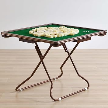 Mahjong Table with Cup Holders and Drawer, Foldable for 4 Players
