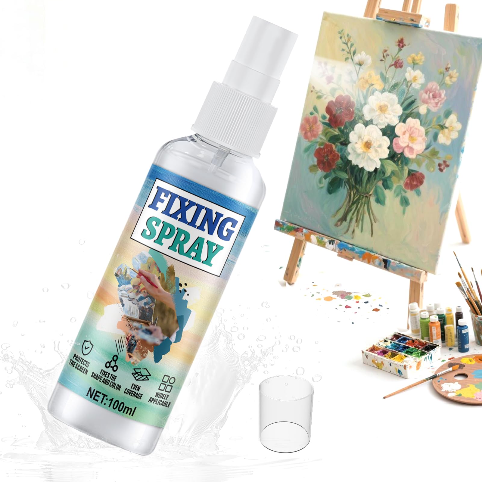 HONTAOK Fixative Spray, 100ml, Fixative Spray for Art, Pencil, Charcoal, Pastel Drawings, Fast-Acting Film, Suitable for Watercolor, Gouache, Oil, Acrylic, Ink and Pastel Paints