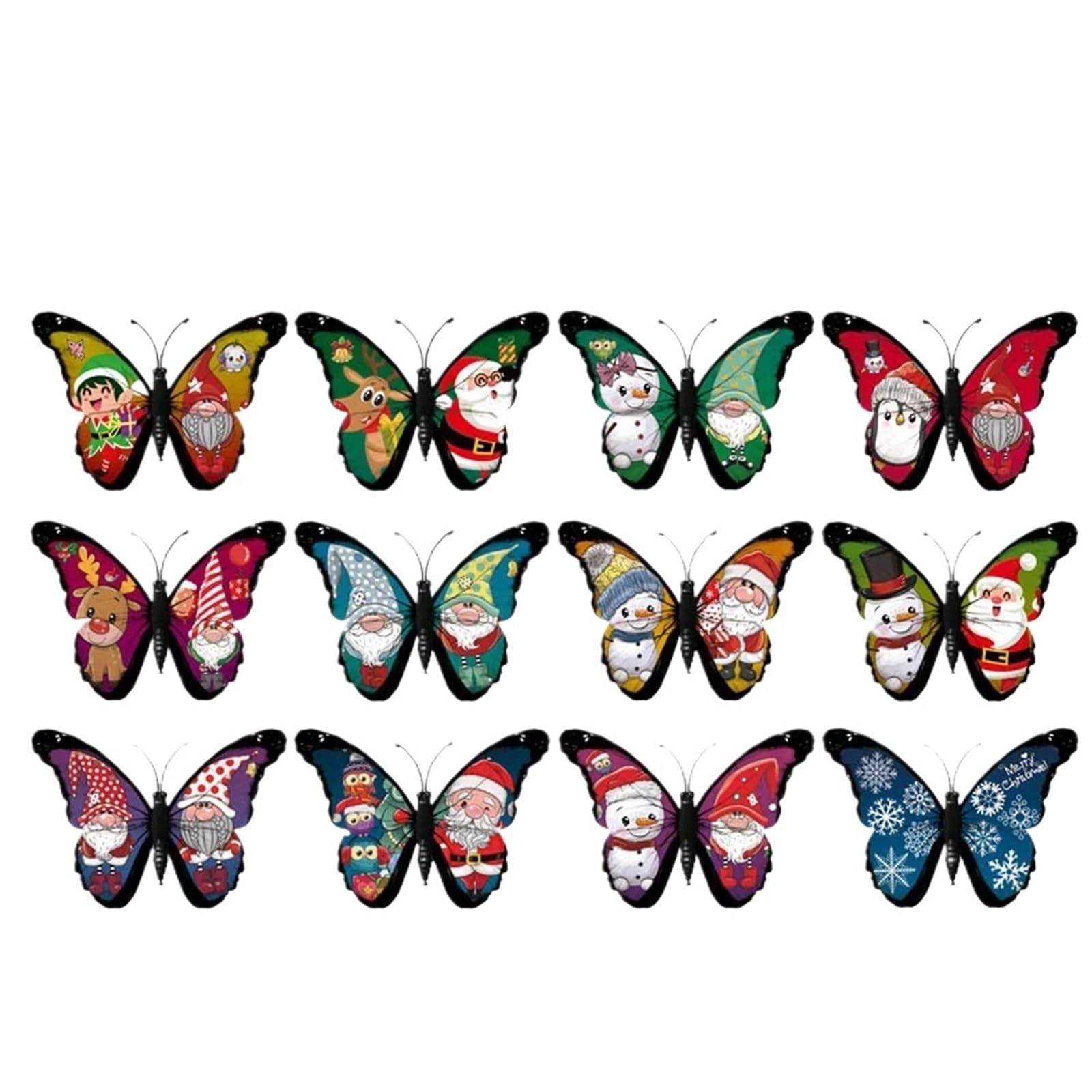 YUSUZH 12Pcs/Set Christmas Butterfly Wall Sticker for Garden Fence Decor