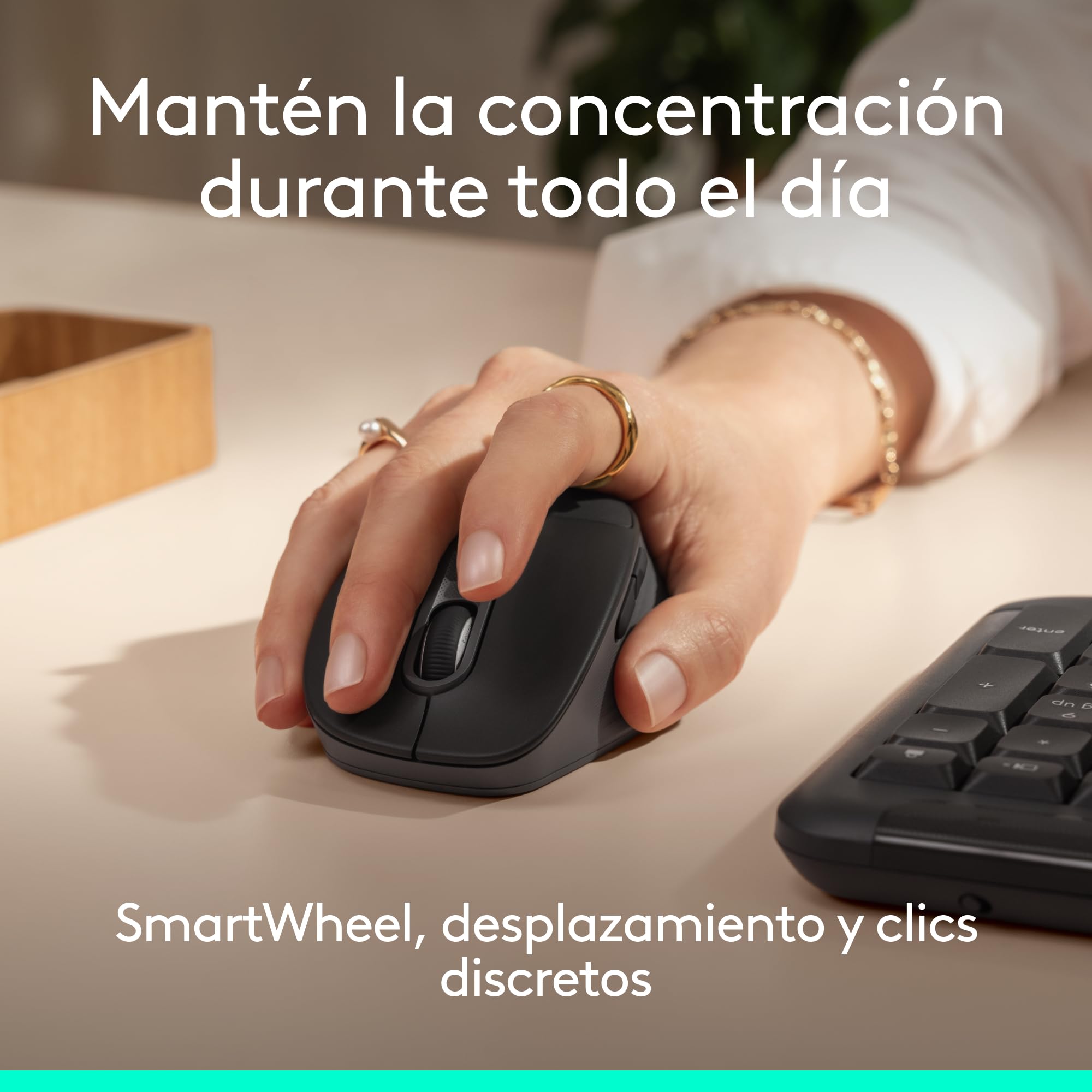 Logitech Signature Comfort Plus M850 L, ratón inalámbrico, ratón Bluetooth con Almohadilla para la Palma, clics discretos, autonomía de 24 Meses, Botones Personalizables, Windows, Mac y iPad - Negro