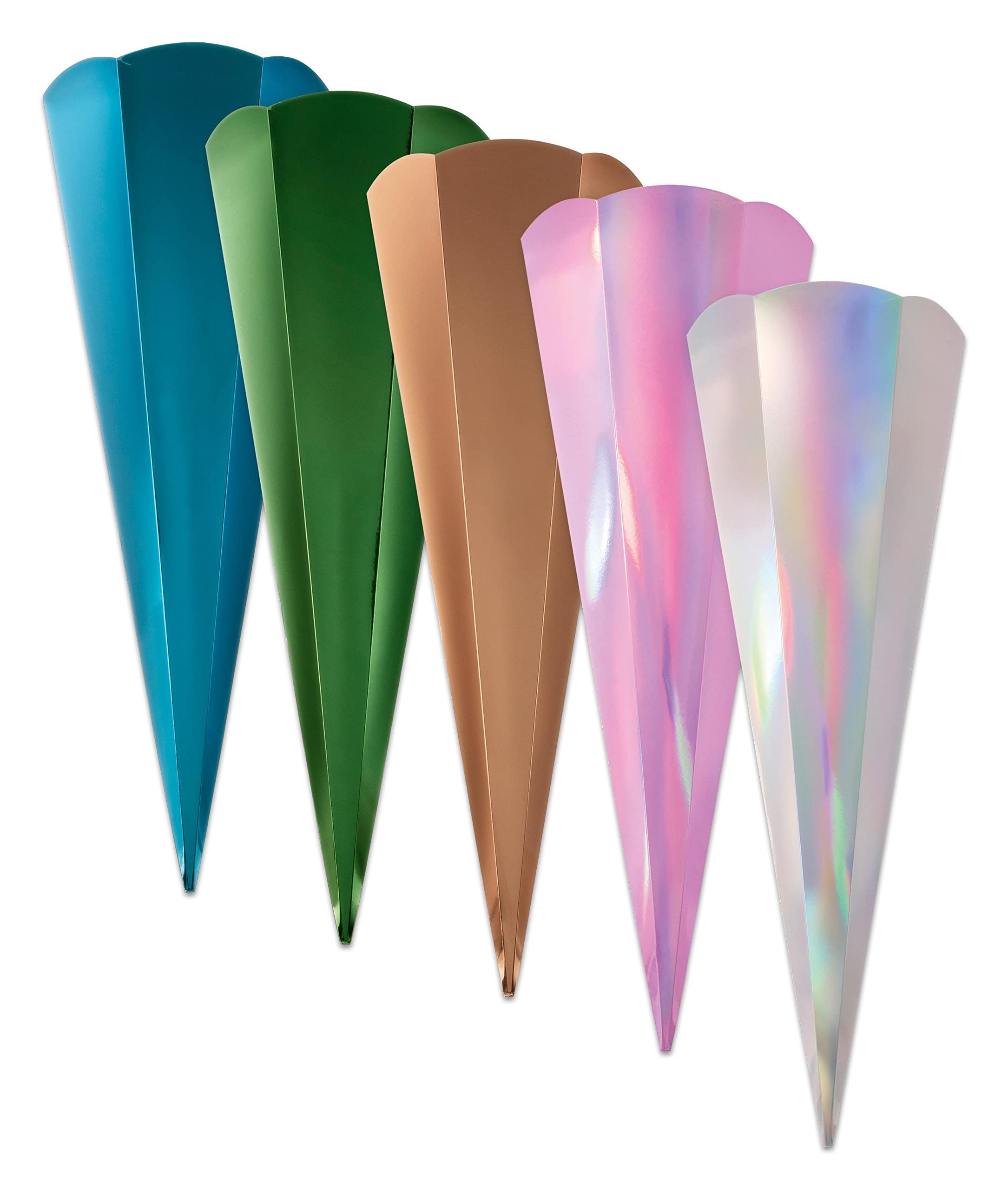 folia - Schultüten-Rohlinge, 5er-Set, metallic