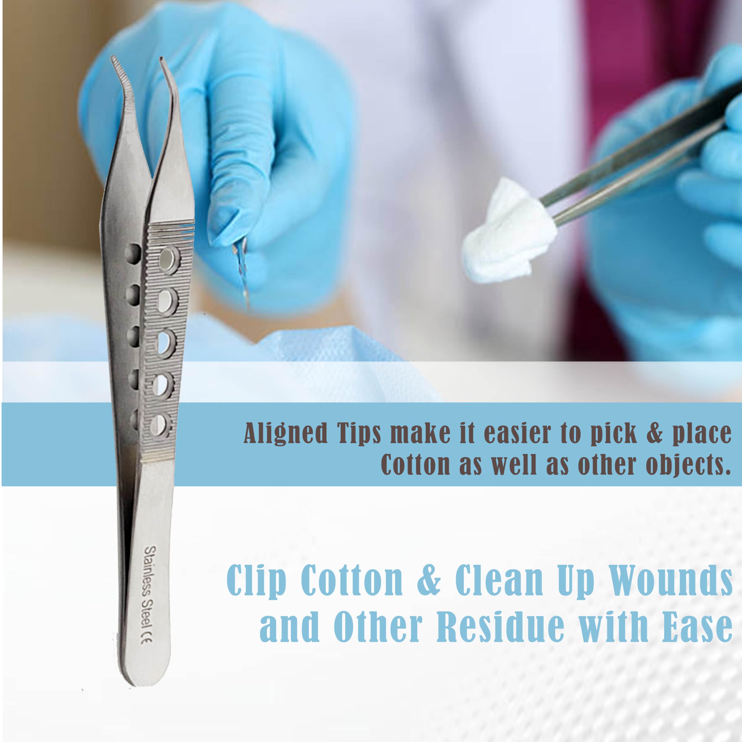 T/C Adson Micro Dressing Forceps – 4.75 Inch, Straight, Fenestrated Handle, Serrated