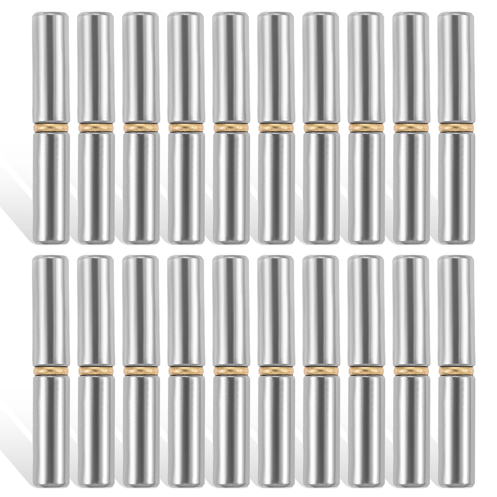 Aupoko 20Pcs Carbon Steel Weld-On Bullet Hinges | 2-1/2" Long 3/8" Diameter Detachable Gate Hinges for Swing Doors with 1/4" Pin OD