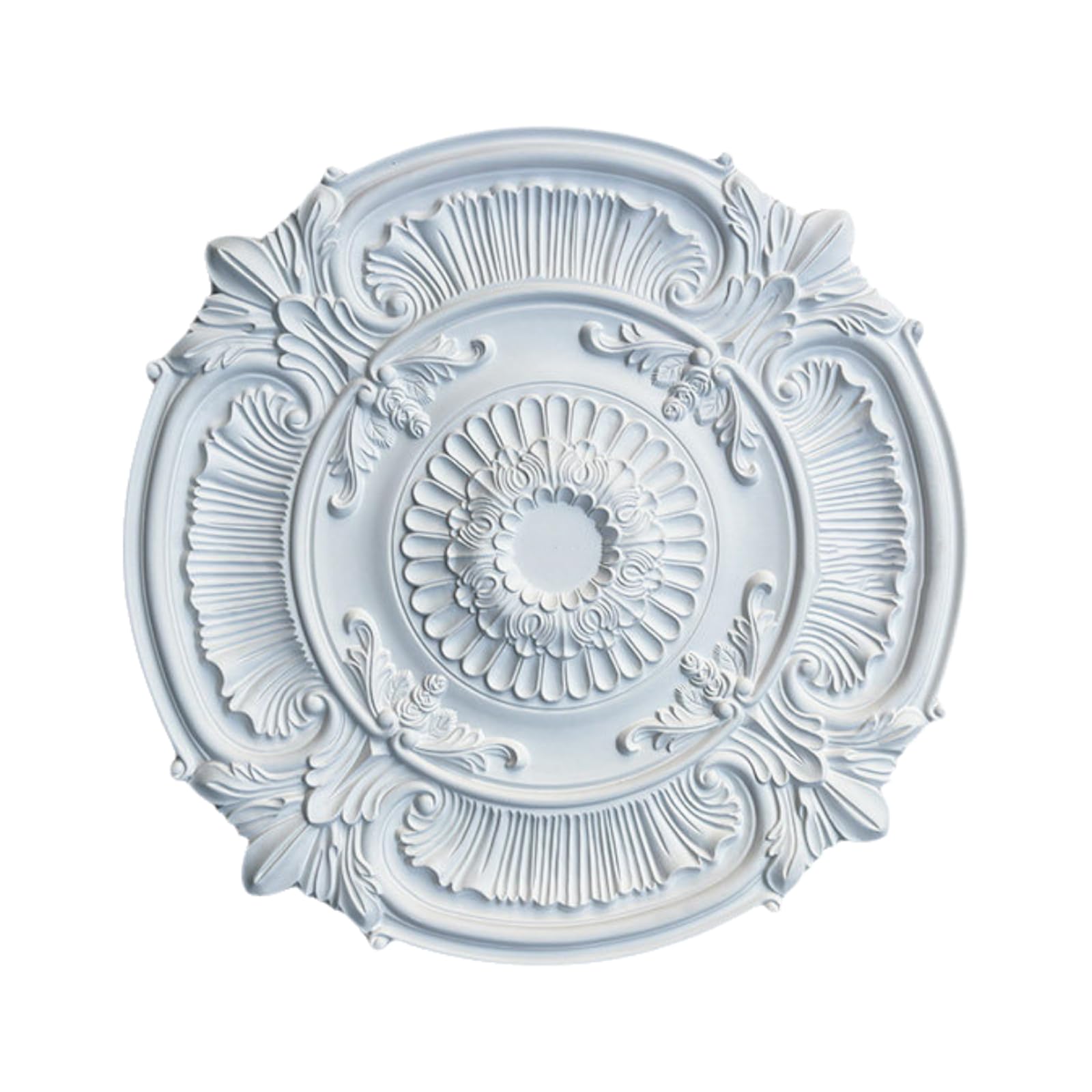 Foelanne Style-A White Molded Pu Round Ceiling Medallion Fan Light Base 30-60Cm(,49Cm)
