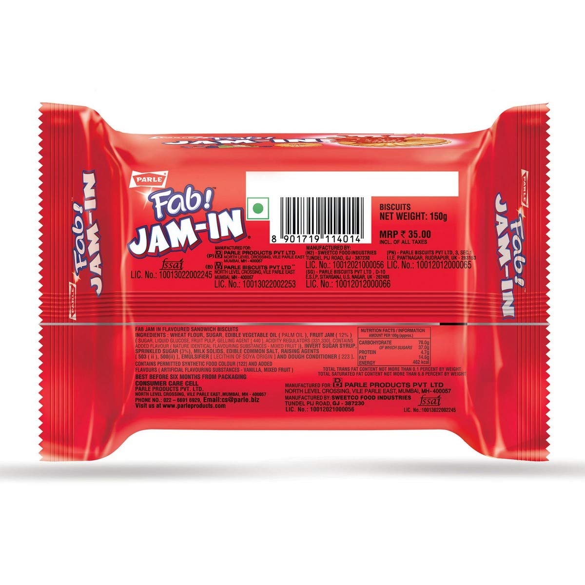 Parle Fab! Jam-in Mixed Fruit Flavoured Jam Biscuits, 150g/140g( Weight May Varies). - Image 2 thumbnail