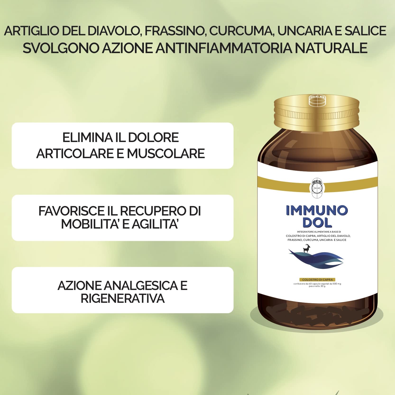 SEB - Immuno Dol - OFFERTA 2x1 - Integratore 60 capsule - Lenitivo naturale