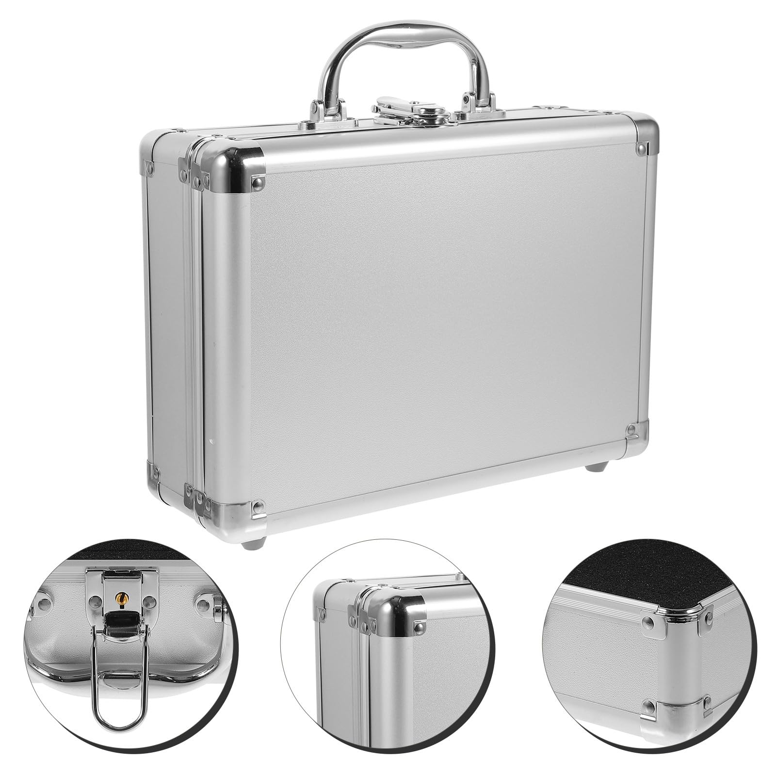 Alipis Mallette en Alliage D'aluminium Petite Taille Serrure à Clé, Intérieur Rembourré Mousse pour Rangement Sécurisé D'instruments, Outils et Cosmétiques, Étui de Transport