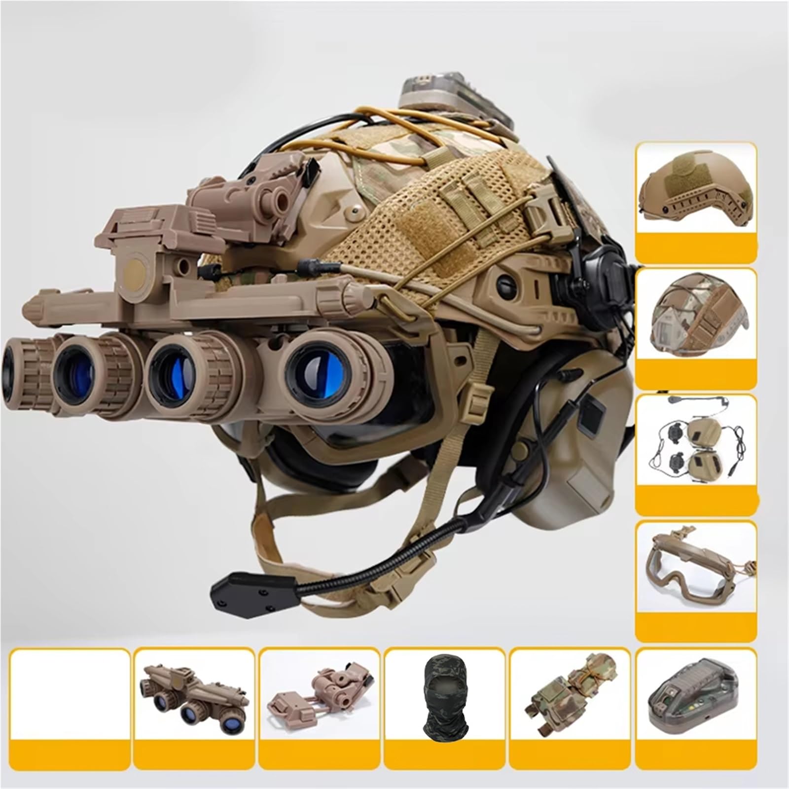 Schnelles Taktisches Helmset Mit Nachtsichtgerät GPNVG-18 (NVG) Stoßdämpfend, Schlagfest Multifunktionaler Helm Für Airsoft & Jagd