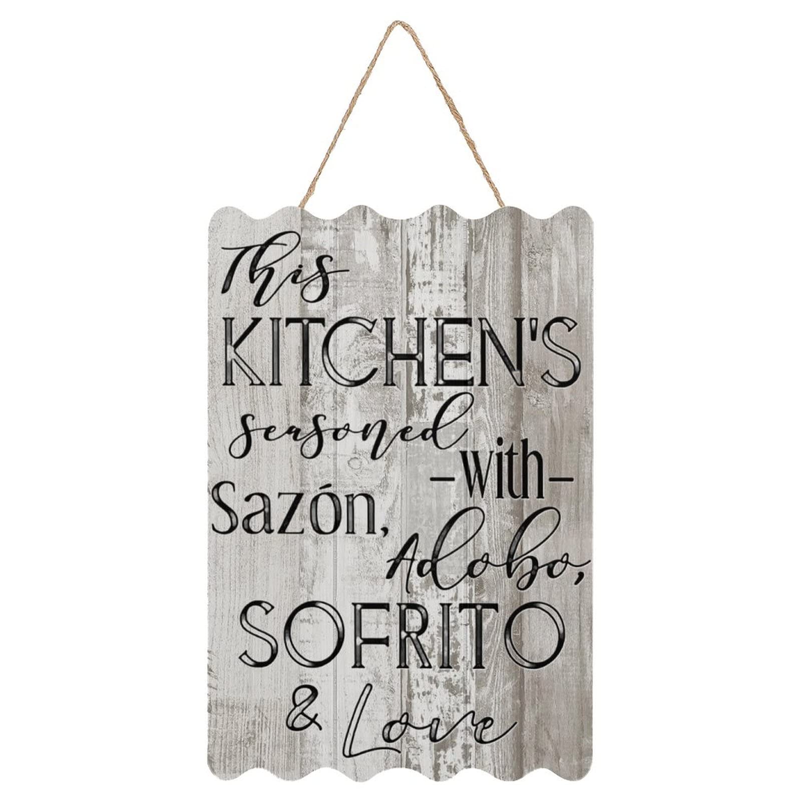 Amazon.com: MaSiledy Wood Sign This Kitchen is Seasoned with Sazon