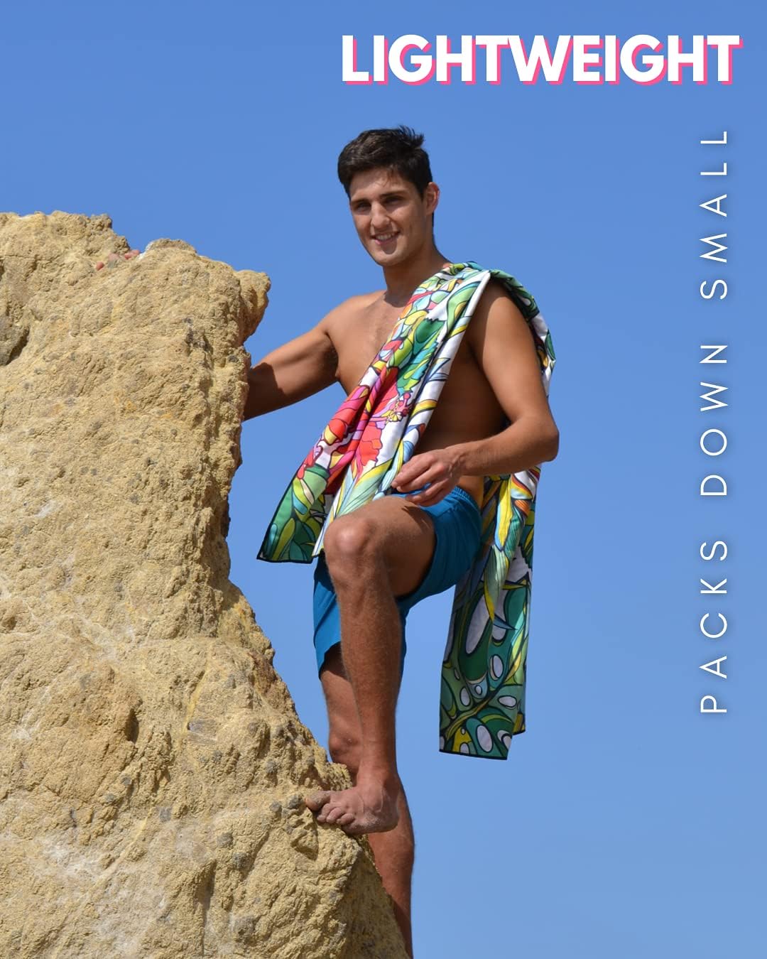 ECCOSOPHY Bundle: 2 Large 71x35 inch Microfiber Beach Towels with Travel Pouch. Designed to Keep You Sand Free and Comfortable.