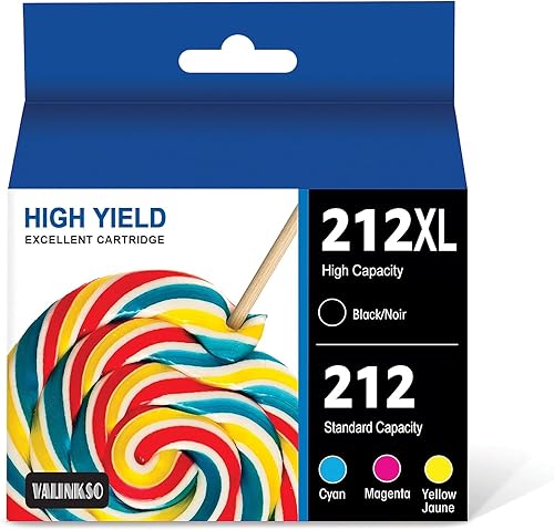 Miniatura 1 de 212XL - Cartuchos de tinta de alta capacidad, color negro y estándar, remanufacturados para cartuchos de tinta Epson 212, funciona con Epson