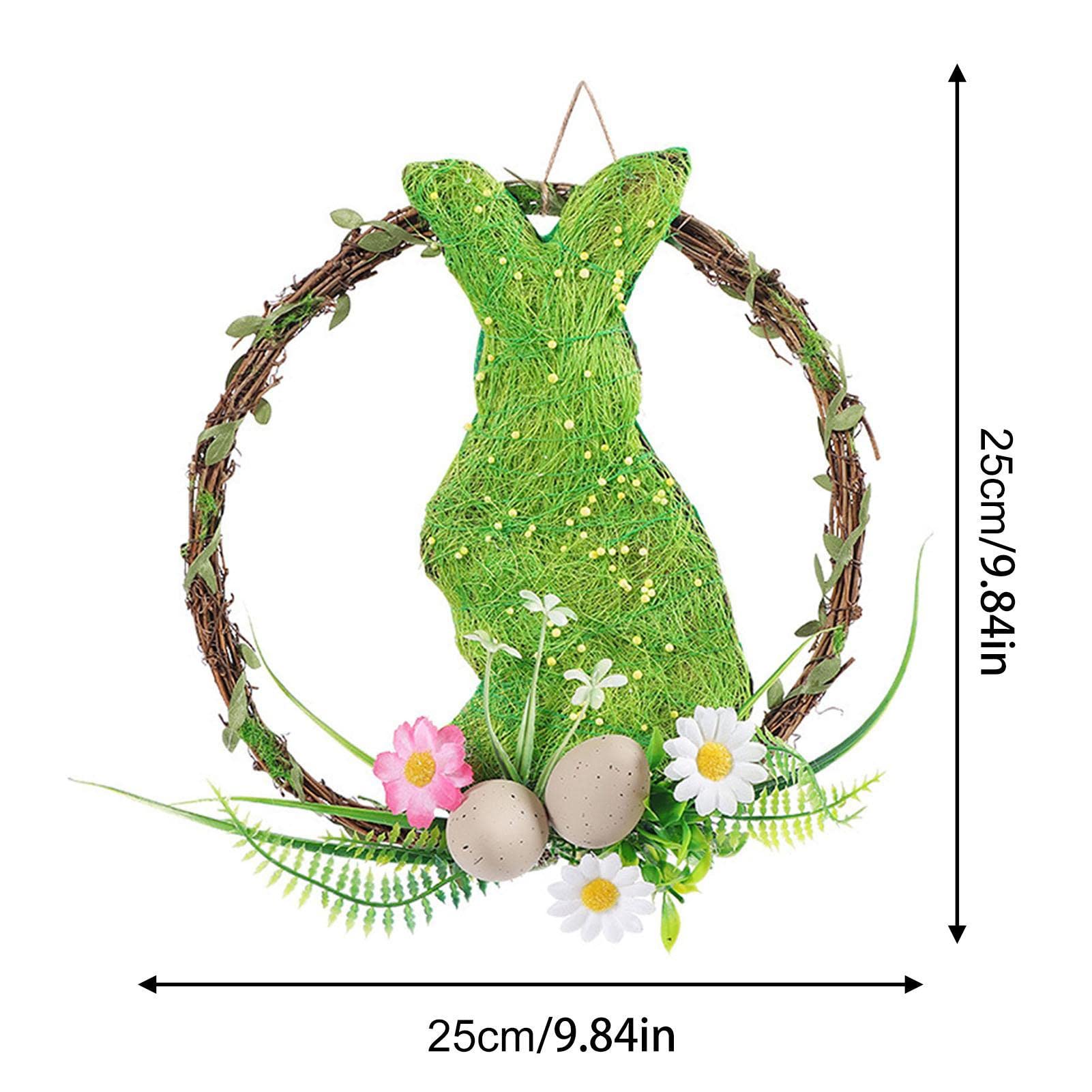 Ghirlanda Di Pasqua A Forma Di Uovo E Coniglio - Decorazione Da Porta O Parete In Schiuma 31x15x2,7cm