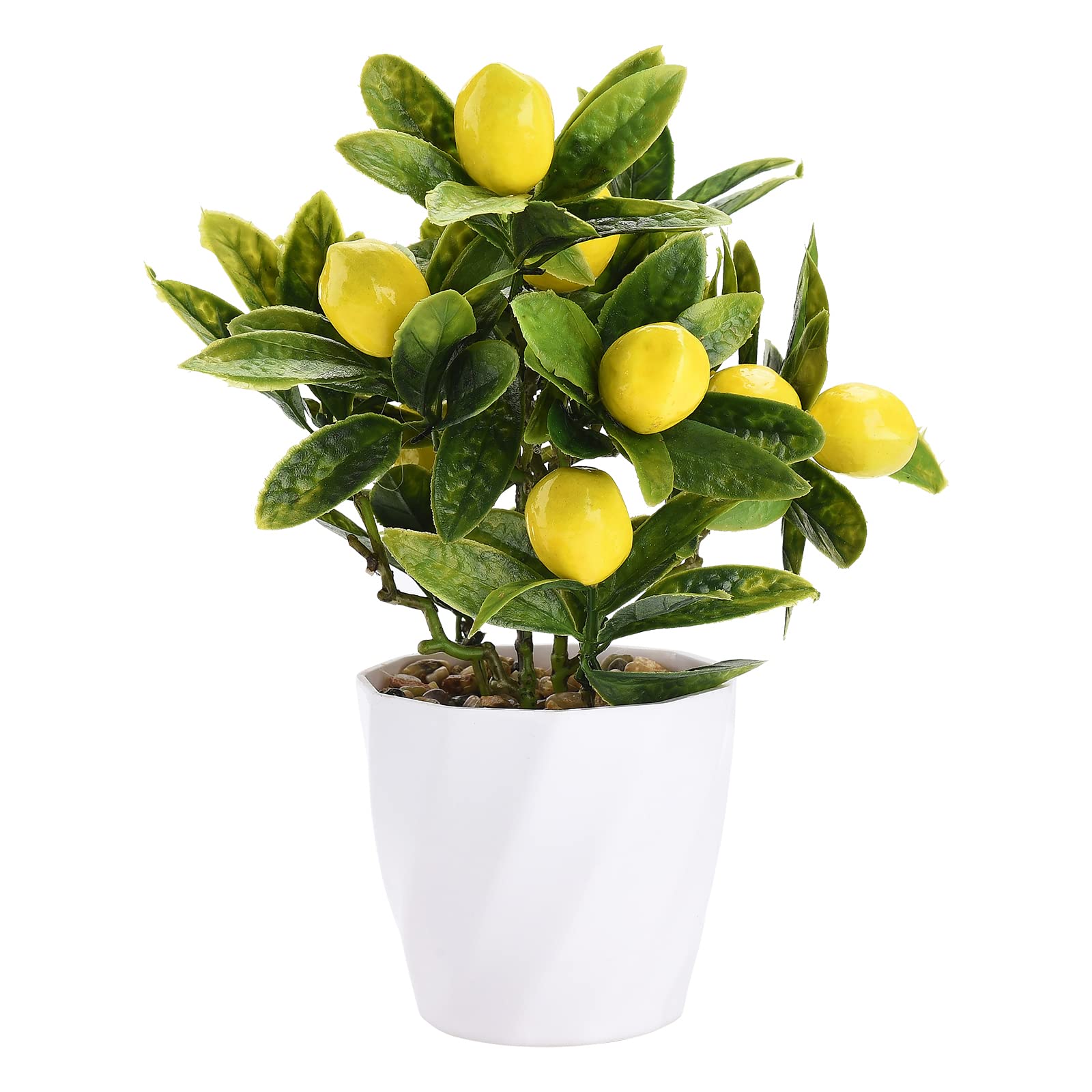 Aphmeir Artificial Lemon Tree Potted Plants, 10 Inch Artificial Fruit Bonsai Tree Lemon Decor, Yellow Lemon Decorations for Home Kitchen Decor(Yellow)