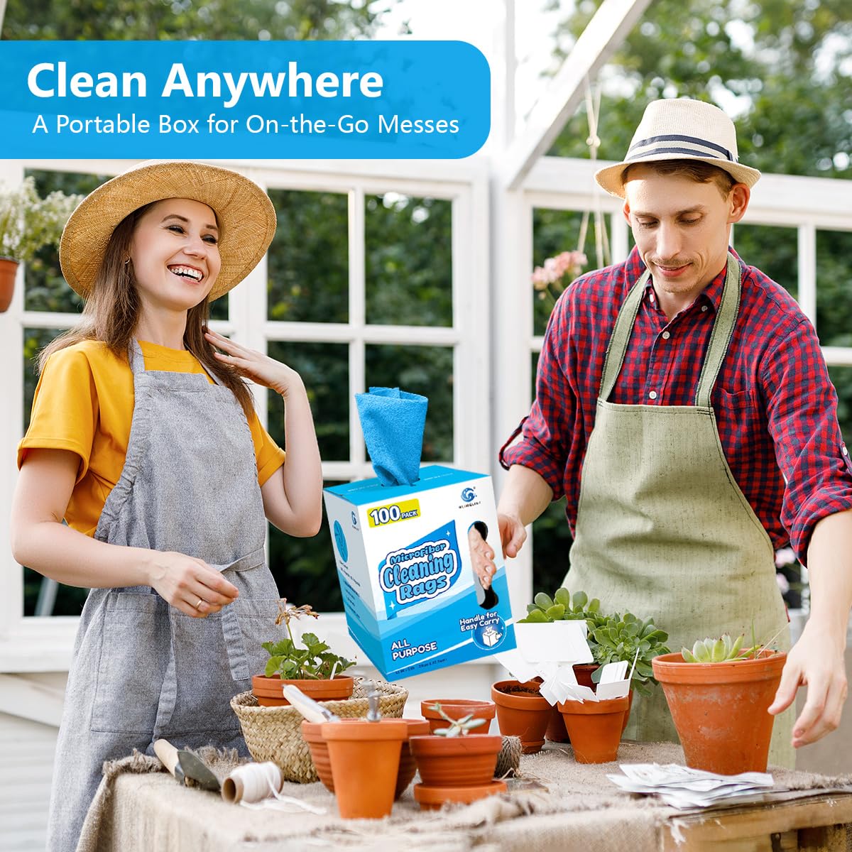 GLIMGLINT Paño de limpieza de microfibra, paquete de 100 trapos de limpieza, sin pelusas, toallas de papel reutilizables ultra absorbentes para el hogar, cocina, coche, garaje o tienda, trapos de