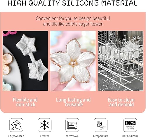 Miniatura 3 de KALAIEN Flor Cupcake Toppers Fondant Azúcar Artesanía Herramientas Gumpaste Chocolate Moldes