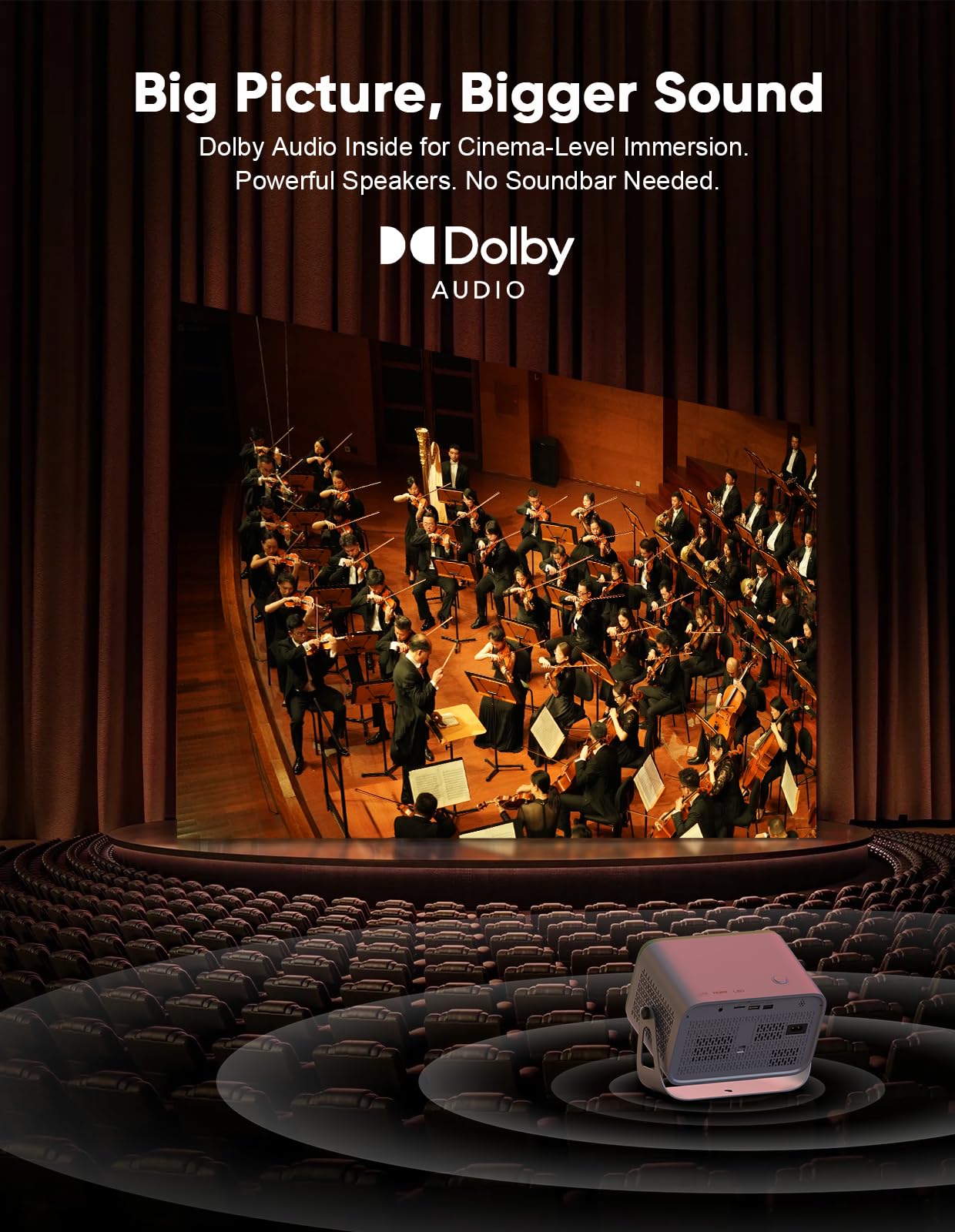 [Compatibile con Netflix e Dolby Audio] Proiettore intelligente TMY con WiFi e Bluetooth, vero supporto 4K per esterni, Keystone automatico e supporto girevole a 360°, proiettore portatile per interni