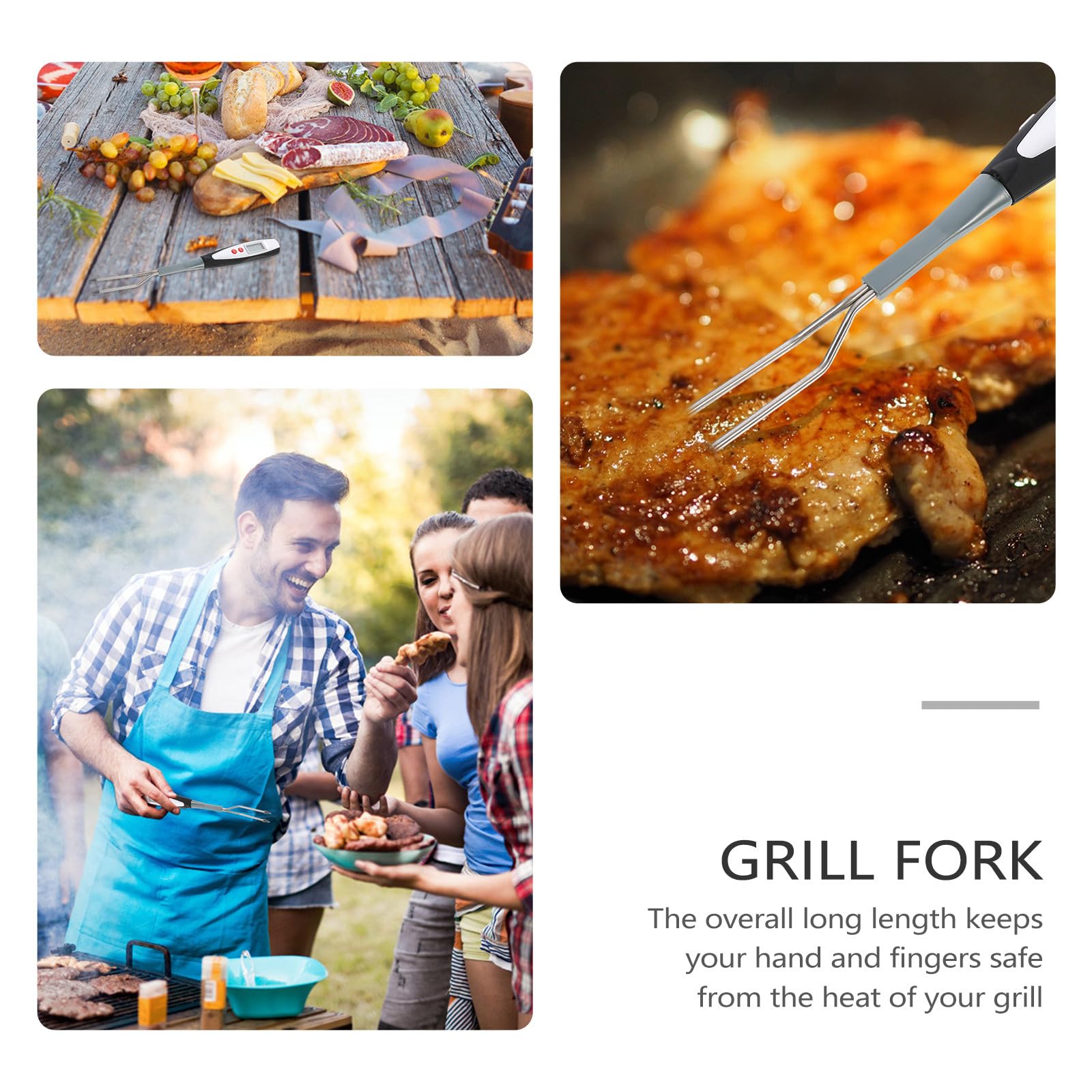 Forchetta Termometro Digitale da Cucina Bbq, Manico lungo Nero