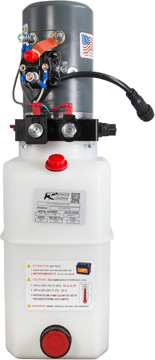 KTI Single & Double Acting 12V Hydraulic Pump - 6 Quart