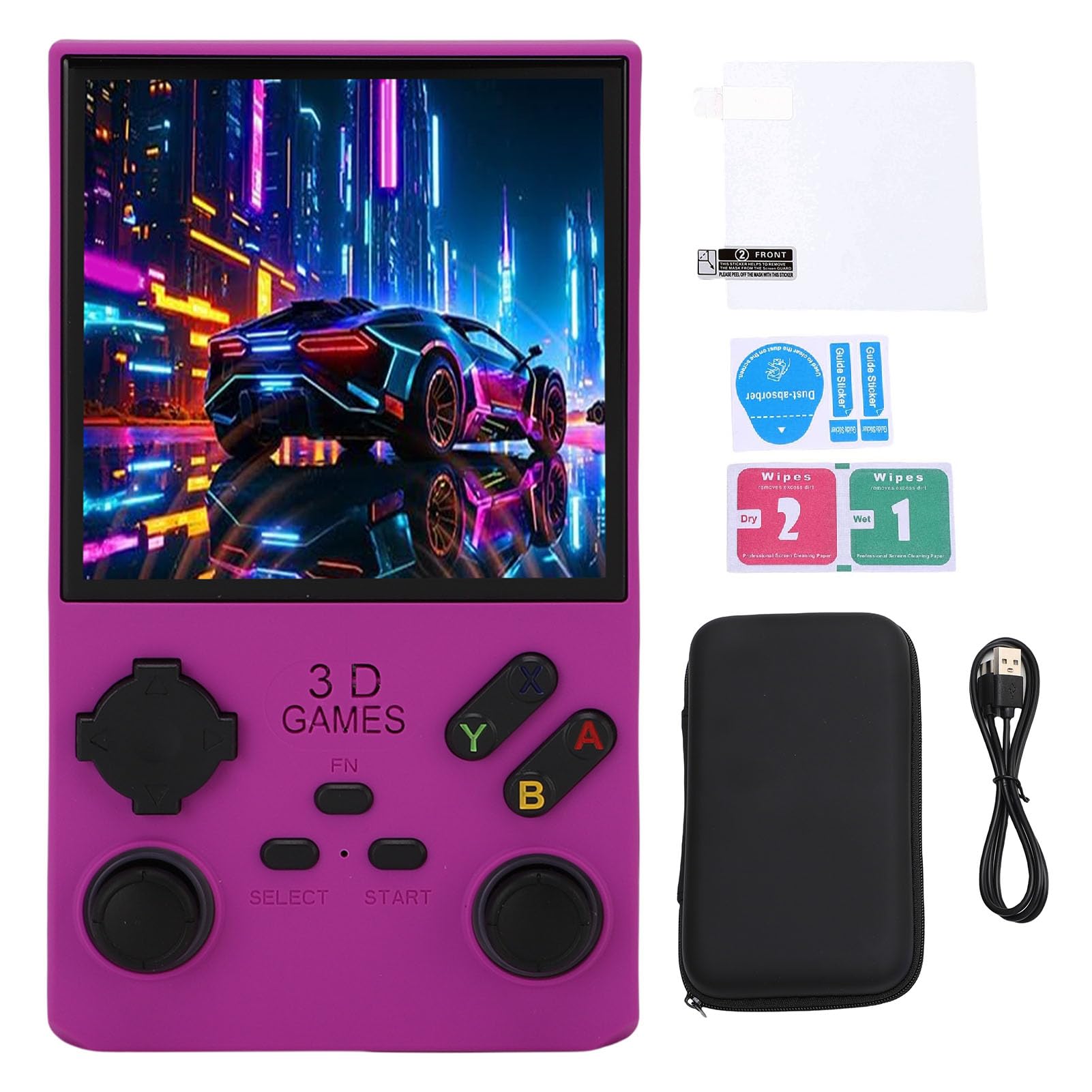 Goshyda Handheld -Spiel, Tragbare Retro -Gaming -Konsole mit RGB -Farben, die in 256 GB Speicherkarte 45 Emulatoren Eingebaut Sind, 4.0 Im HD -Bildschirm Video Player (violett)