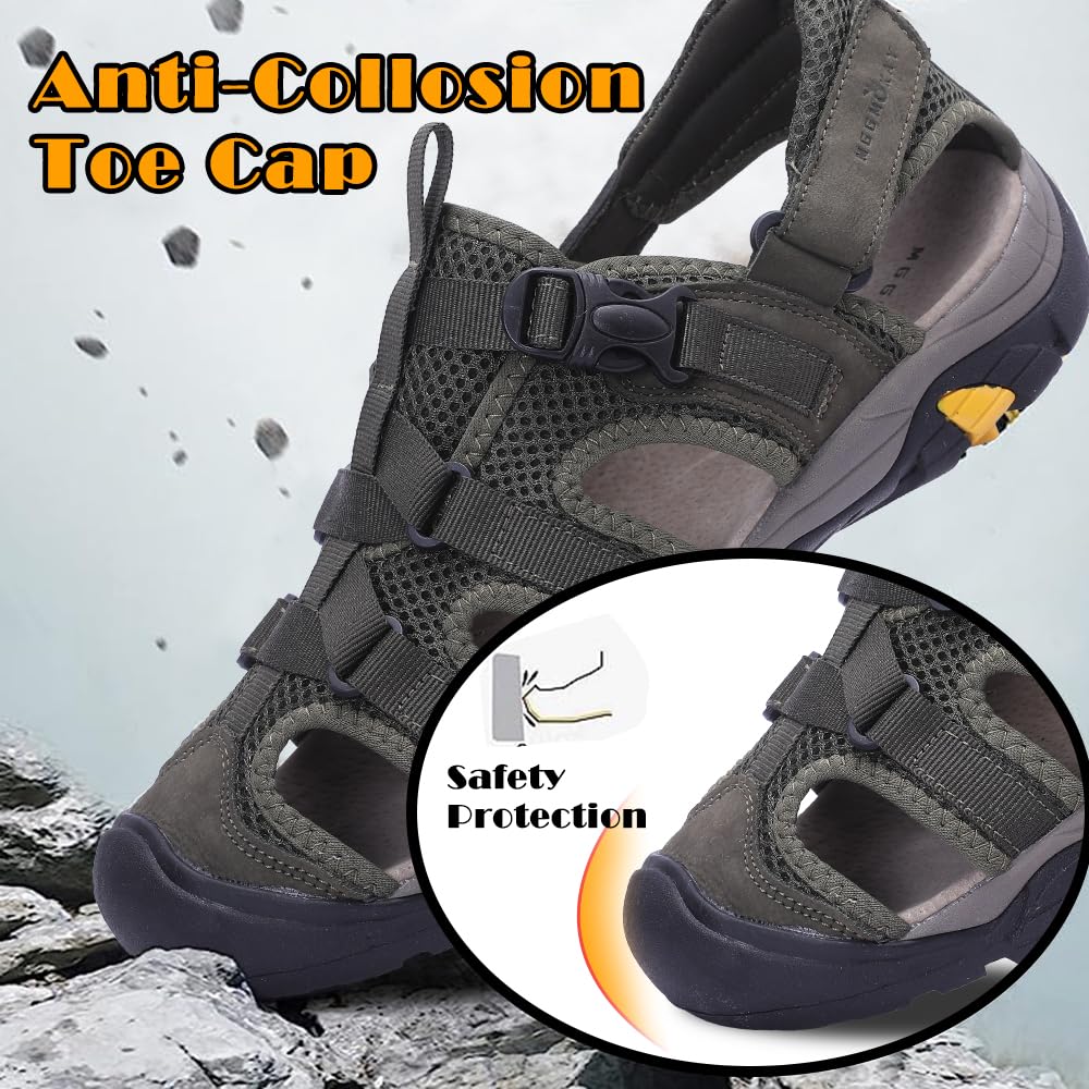 MGGMOKAY Sandali Sportivi Uomo Trekking Sandali PelleTraspirante Sandali