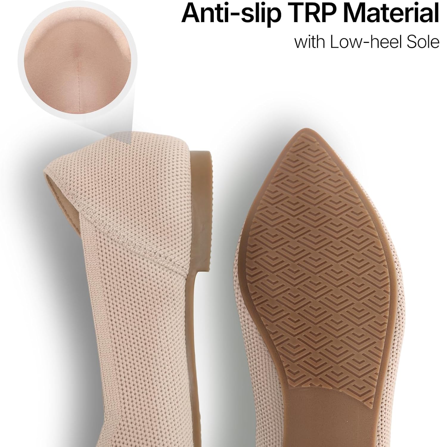 ATHMILE Pointed Toe Flats for Women Ultra-Comfortable Knit Ballet Flats Shoes for Women with Memory Foam & Padding, Machine Washable Womens Flats for Work Office Casual Wedding - Image 6