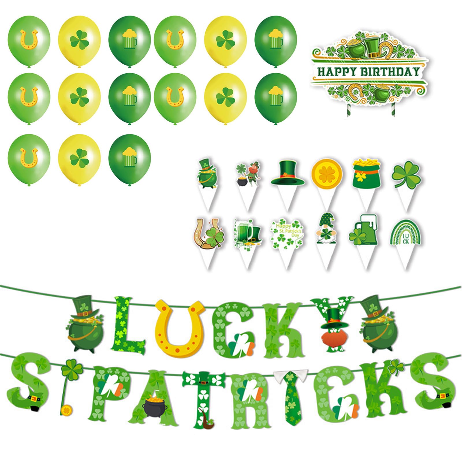 Kalttoy Four Sets Irish Party Decoration Kits Festival Party Supplies Decorative Ornament For Family Gatherings And Cultural Event Holidays Celebration Kits