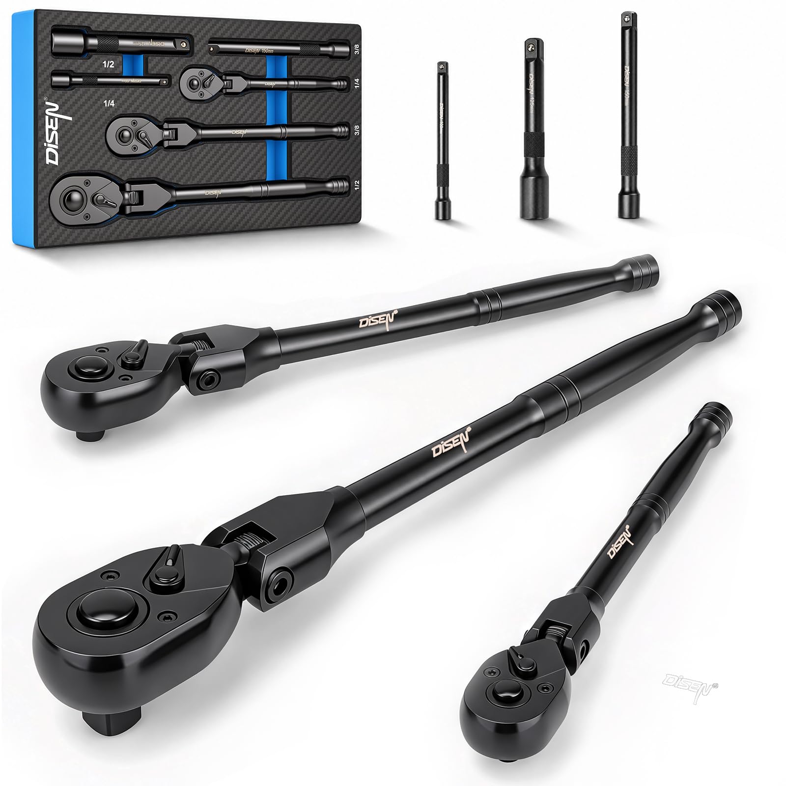 DISEN Flex Head Ratchet Set - 3 Piece Drive Set -1