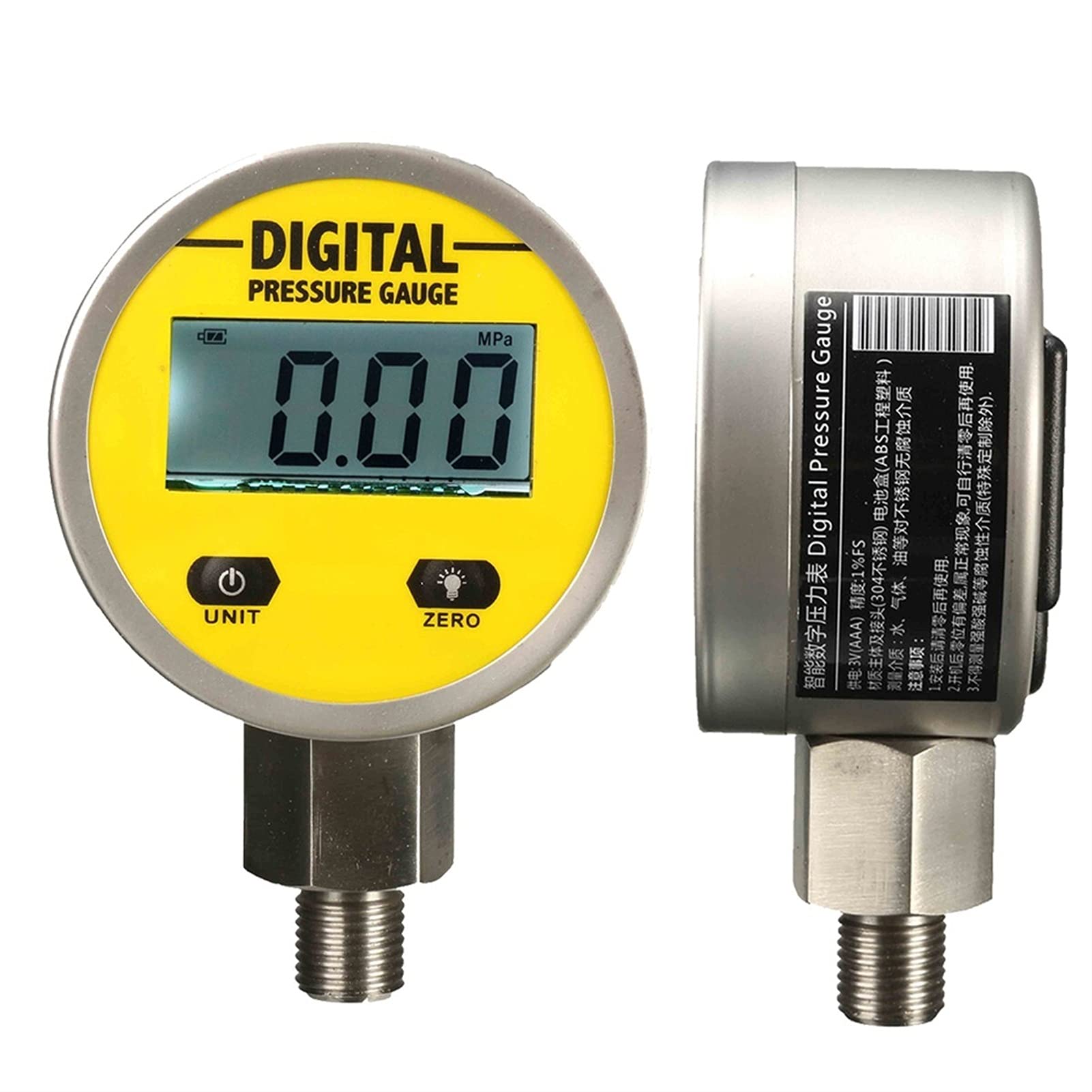 Manómetros Digitales de presión de Aceite, medidor de presión hidráulica, 3 V, 250 bar/25 MPa, Rosca de 2 Puntos para gasóleo, Agua, Herramientas hidráulicas, fácil manejo.