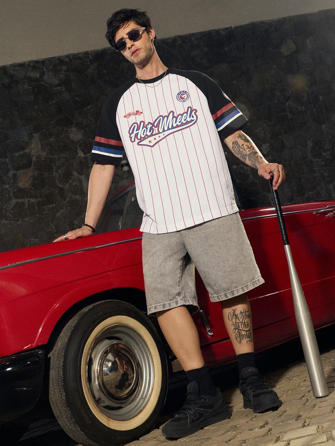 The Souled Store Hot Wheels: maglietta da uomo e ragazzo, a maniche corte, girocollo, con stampa grafica, casual, leggera, streetwear, oversize, alla moda