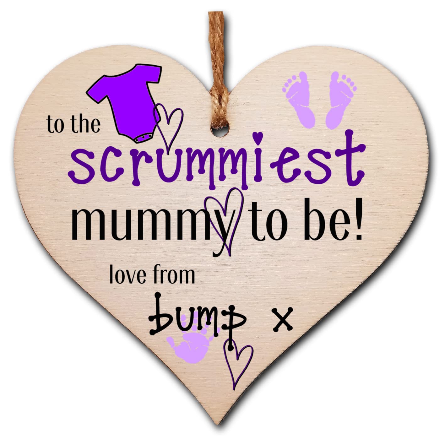 The Plum Penguin Handmade Wooden Hanging Heart Plaque Perfect For Mum To Be Pregnant Special Keepsake To The Scrummiest Mummy To Be Fun Gift From Bump Expectant Mums From Baby Card Alternative